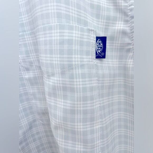 AFTCO light Blue-Green Casual Button Down Shirt; Size Large - Picture 2 of 4